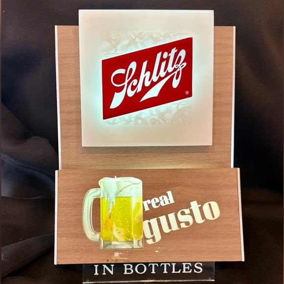 Illuminated Wall Sign with Brown and White Design - Picture 3 of 3